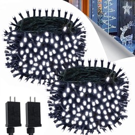 OZS 2PACK 164ft 400 LED Extendable White Christmas String Lights Indoor/Outdoor, Waterproof 8 Modes Green Wire Christmas Tree Lights for Wedding Christmas Decoration (Cool Light)