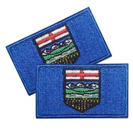 2PCS Alberta Flag Embroidered Patches, Durable Canadian AB Province Banner Tag,Iron On Badge For DIY Applique Clothes Accessories