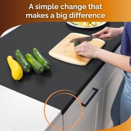 Silicone Mat for Kitchen Counter with "Edge Protection" – Quartz Countertop Protector Mats – Silicone Heat Resistant Mat – No Folds or Wrinkles – 1.4mm Thick, 24"x16", Black