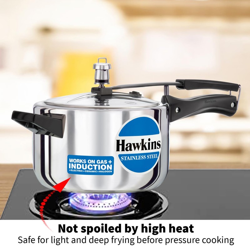 Hawkins 4 Litre Pressure Cooker, Stainless Steel Inner Lid Cooker,