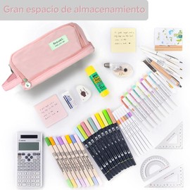 Estuche para Lápices de Gran Capacidad,Con 5 Agarres para Lápices,Estuche de Gran Capacidad Con 3 Compartimentos,Almacenamiento de Papelería,Adecuado para La Escuela,Oficina,Viajar