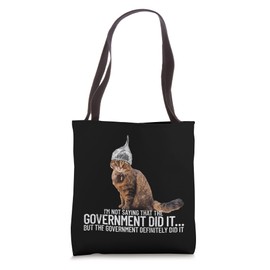 Conspiracy Cat Government Conspiracy Theory Tin Foil Hat Tote Bag