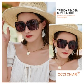 OCCI CHIARI Oversized Reading Sunglasses Women Classic Square Reader Sunglasses 1.0 1.25 1.5 1.75 2.0 2.25 2.5 2.75 3.0 3.5(Gray,2.0)