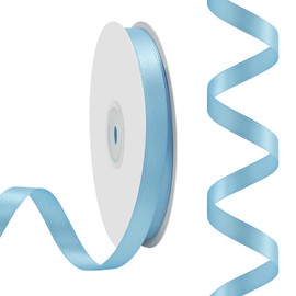 Rilisili Light Blue Satin Ribbon 3/8 Inch 50 Yards Double Faced Polyester Satin Ribbons for Gift Wrapping DIY Crafts Weddings Invitations Flower Bouquet Bow Making Home Decor Sewing