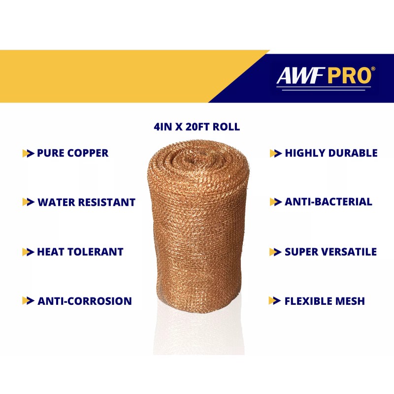 AWF PRO - 4" x 60' Copper Mesh for Pest,