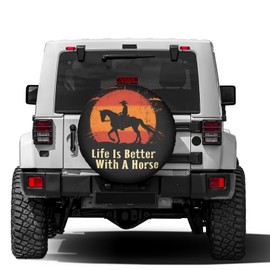 Delerain Horse Lovers Spare Tire Covers for Jeep RV Trailer SUV Truck and Many Vehicle, Wheel Covers Sun Protector Waterproof (15 Inch for Diameter 27"-29")