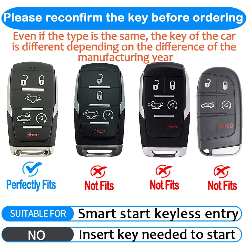Tukellen for Dodge Key Fob Cover Genuine Leather Key Case