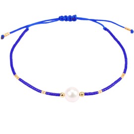 BaubleStar Lucky Bracelet with Pearl, Bohemian Beads Chain Bracelet, Length Individually Adjustable, Beads Resin, Pearl