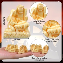 RoundFunny 50 Packs Christmas Miniatures Nativity Figures Mini Nativity Statues Bulk Christmas Holy Family Figurines Hide and Seek Religious Party Favors for Xmas Goodie Bags Decor