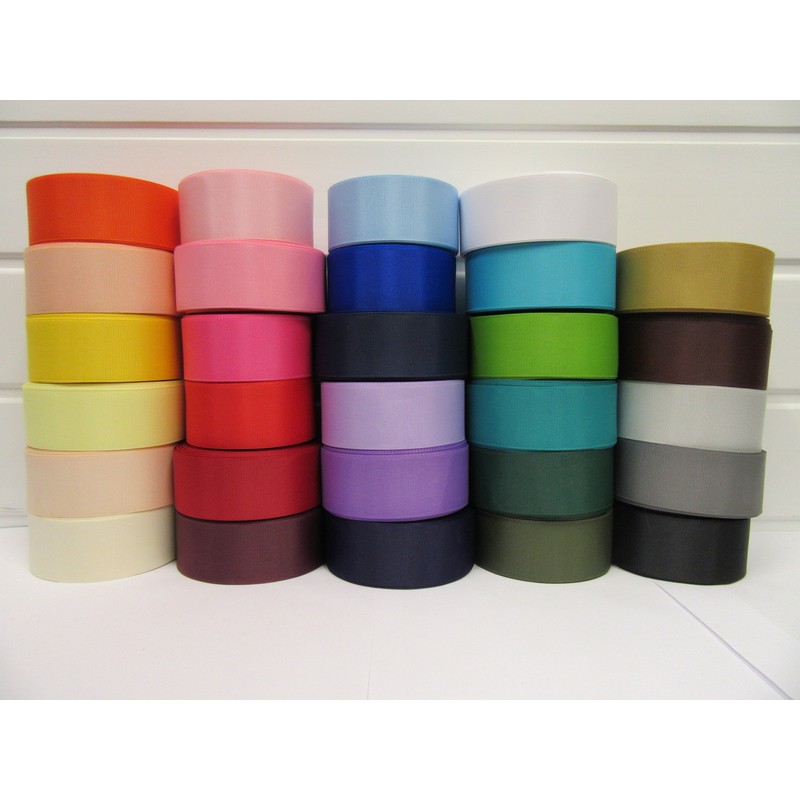 2 metres of 38mm Grosgrain Ribbed Ribbon Black Double Sided