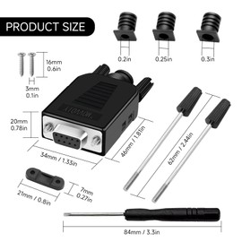 YIOVVOM DB9 Female Breakout Connector, 9PIN Port Solderless RS232 D-SUB RS485 Serial Adapter, Solderless Module Board with Screw Terminals, Case, Long Bolts