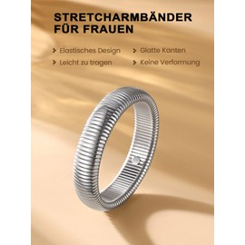 Bestyle Elastic Bracelet Stainless Steel Stretch Snake Bangle for Women Girls, Width 10 mm, 16 mm, 20 mm, Silver, Gold, Rose Gold, Black, Stainless Steel