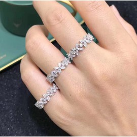 WDIYIEETN Four-Leaf Clover Rings 925 Sterling Silver Shiny CZ Crystal Diamond Butterfly Flower Wedding Rings Size 6-10 for Women, 8, Sterling Silver