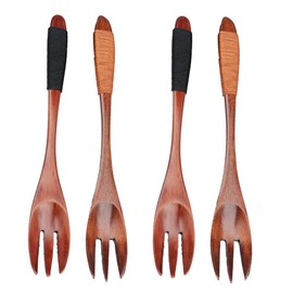 Wooden Forks Set, 4 Pieces Wooden Forks Setwood, Wooden Fork, Table Forks, Dinner Forks, Wooden Fork, Kitchen Appliance, Cordless Wooden Fork, for Kitchen, Home, Restaurant, Food, Mixing, Stirring,