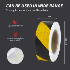 Gwikylo Hazard Tape Black Yellow Reflective Tape 2 Inch x 33 FT Waterproof Caution Safety Tape