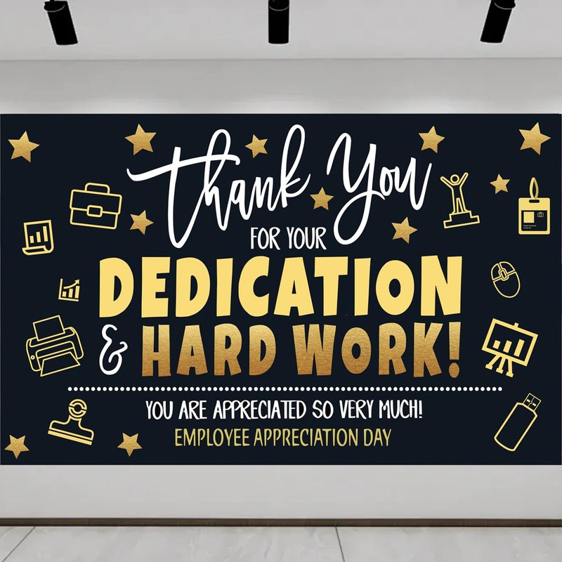 Employee Appreciation Day Banner Backdrop Decorations, We Appreciate You Banner