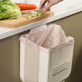 Bote de Basura de Cocina, Contenedor de Basura Colgante, Gabinete de Contenedor de Abono, Bote de Basura de Plástico Pequeño Plegable de 10 Litros para Gabinete,Coche,Baño y Dormitorio