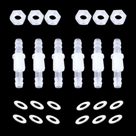 ANPTGHT 1/4” Thru-Bulk Bulkhead Plastic Hose Barb Fittings Union Adapter Fittings for Aquarium Fuel Gas Liquid Air with Metal washers (Pack of 6)