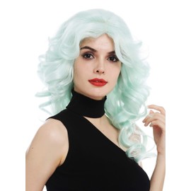 WIG ME UP - WL-3010-T5507 Women's Wig Star Diva Long Wavy Voluminous Toupeed 80s Turquoise Green