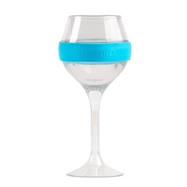 ChilledVino Frosty Drinkware - Freezable, All-Purpose Wine Glasses - Insulated Drinking Glass With Stem & Silicone Sleeve - BPA Free Outdoor Wine Glasses (Blue)