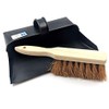 Black Hooded Metal Dust Pan and Soft Brush Dustpan ash