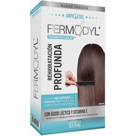 FERMODYL - Rehidratación Profunda. Con ácido láctico y vitamina E. Tratamiento capilar de 6 ampolletas de 10ml