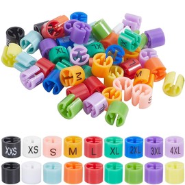 GORGECRAFT Clothes Hanger Markers 216Pcs 9 Colors Plastic Garment Size Clothing Size Labels Blank Tags Colored Tag Buckle Clothes Trouser Size Markers Column 3.5mm Hanger Rod Clip for Garment Coding