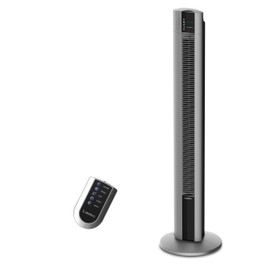 Lasko Tower Fan, Oscillating Performance, Remote Control, Nighttime Setting, Timer, 3 Speeds, High-Velocity Tower Fan, Room Fan for Bedroom or Office, 48" Gray, T48314