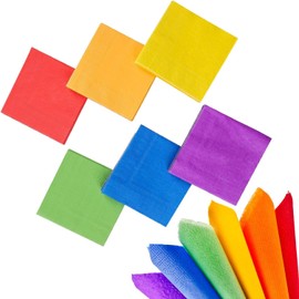Whaline 120 Pieces Multicolor Rainbow Cocktail Paper Napkin Beverage Luncheon Napkins 2 Ply for Party Decoration