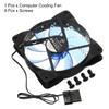 sourcing map Computer Case Fan 600-1200RPM 120mm 4 Pin Blue