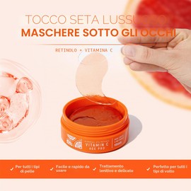 Victoria Beauty Cerotti per occhi per occhiaie, occhi gonfi e borse per gli occhi, con vitamina C, retinolo, acido ialuronico e caffeina, cuscinetti in gel per maschera per gli occhi, vegani e
