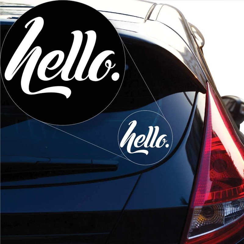 Yoonek Graphics Hello Decal Sticker for House Door, Wall, Car