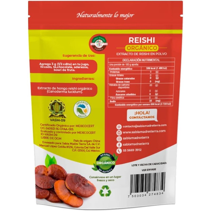 SABIA MADRE TIERRA - REISHI 250GR - EXTRACTO EN POLVO