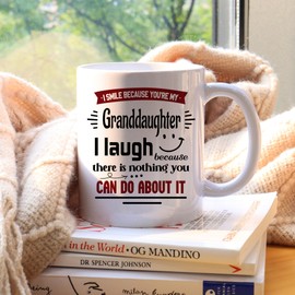 Granddaughter Presents Coffee Cup - I Smile Because You're My Granddaughter Gift Mugs for Women Ideas Gift for Her Granddaughter Birthday Christmas Wedding Gift 11 oz, White (Granddaughter-3)