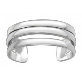 KIWI DAISY .925 Sterling Silver Toe Ring, Adjustable (Triple Line)