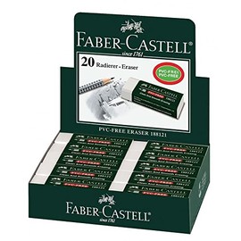 Faber Castell 187287 – Box of 20 Erasers 7081 N, to Eliminate Graphite and Colour Pencils