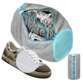 2 in 1 Shoe Wash Bag, Washing Machine, Double Zip, Double Pockets, Shoe Bag, 360° All-Round Cleaning, Reusable Wash Bag Shoes for All Shoe Types and Sizes (1)