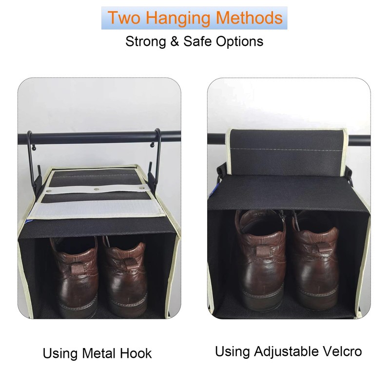 roomtalk Large-Sized Hanging Shoe Organizer 8-Shelf, Hanging Closet Organizer with