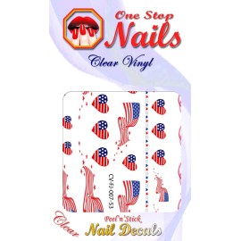 One Stop Nails 4th of July Clear Vinyl PEEL and STICK Nail Decals (NOT WATERSLIDE)