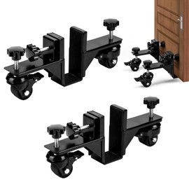 Yisowy 2 Pcs Door Installation Kit, Heavy Duty Steel Handsfree Door Installation Tool, Black Door Lifter Dolly Jig Kit for 1.38" to 2.2" Thick Commercial Residential Door
