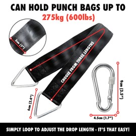 BULL DOZA FIGHT WEAR 1ft Heavy Duty Punch Bag Hanging Strap | Extremely Strong boxing Bag Hanger | Durable, Adjustable Punching Bag Holder for Home Gym & Training