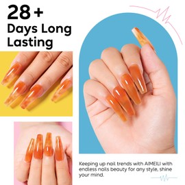 AIMEILI Autumn Rubber Base Gel, Yellow Brown Semi-Permanent Nail Polish, Elastic Base Rubber Gel UV/LED Soak Off Gel Nail Polish - Nice Thick and Self-Leveling - (585) 10ml