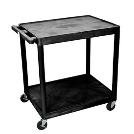 LUXOR TC22-B Large Flat Shelf Cart - Two Shelves, 4" Caster Wheels with Locking Brake, Assembly Required, 200 lbs. 32"W x 24"D x 34"H