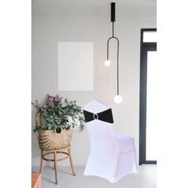 Elegant Event Essentials - 10 Pieces - Spandex Stretch Elastic with Round Buckle Slider Chair Cover Band, Sash Tie For Wedding, Party Chair Decor, Hotel, Christmas, Reception, Banquets - Black