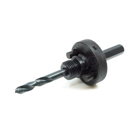 Benchmark Abrasives Hardened Carbon Steel Hole Saw Arbor Fits (1-1/4"-6") Hole Saws with Pilot Drill Bit, 5/8"-18 Thread, for Boring in Wood Stainless Steel Metal Cut Metal Wood Plastic - (3/8")