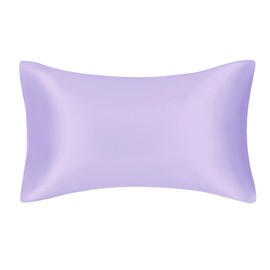 FLCA Mulberry Silk Pillowcase for Hair and Skin,Both Side Mulberry Silk And 1 Pc Silky hair scrunchie (Lavender, Standard 50x75cm)