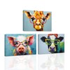 SWQYLB Animals with Glasses Wall Art Cow Giraffe Pig Picture