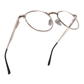 Gold Large Metal Wire Rim Round Reading Glasses Men & Women with Vintage Look & Sturdy Frame - Spring Hinges Fashion Glasses - Trendy for all Face Shape Readers for Women & Men - Cheaters Glasses 0.5