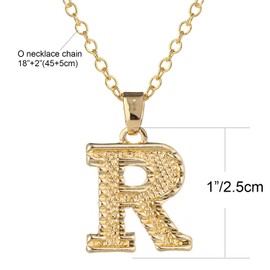 SAELACY Initial Necklace for Women Men 14K Gold Plated 26 Letters Name Pendant Necklace (R)