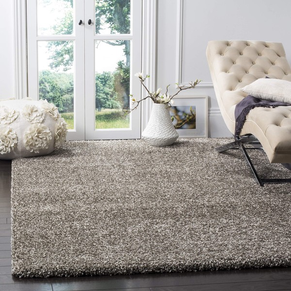 SAFAVIEH Milan Shag Collection Area Rug - 5'1" Square, Grey,